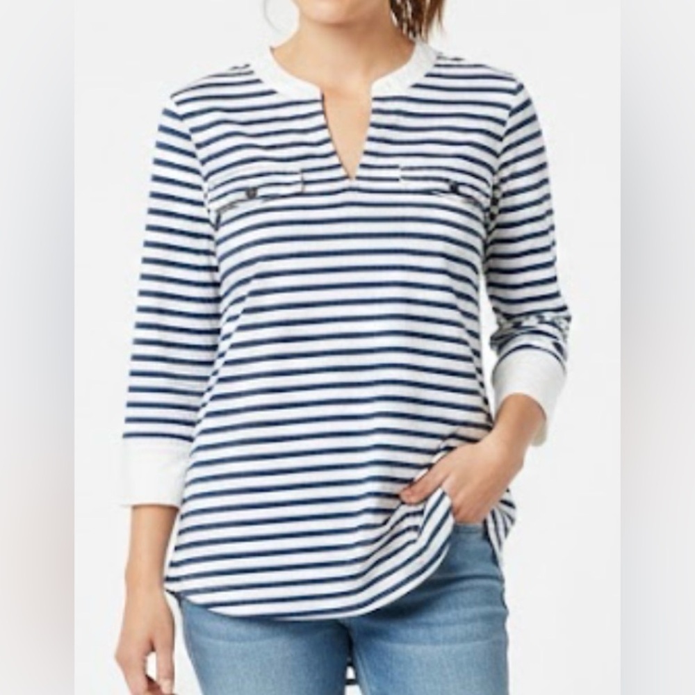 JCrew XS/S Striped Navy and White Shirt